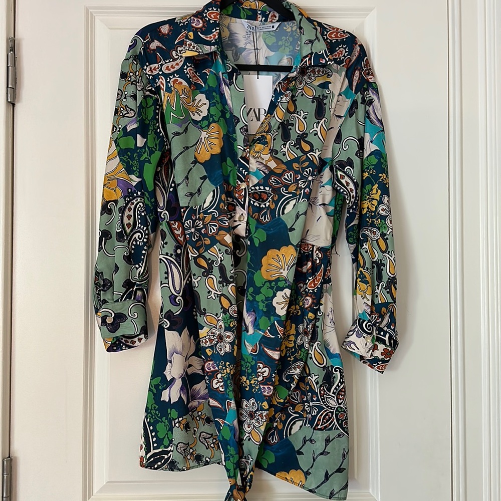 Zara never worn faux wrap mini dress sz M